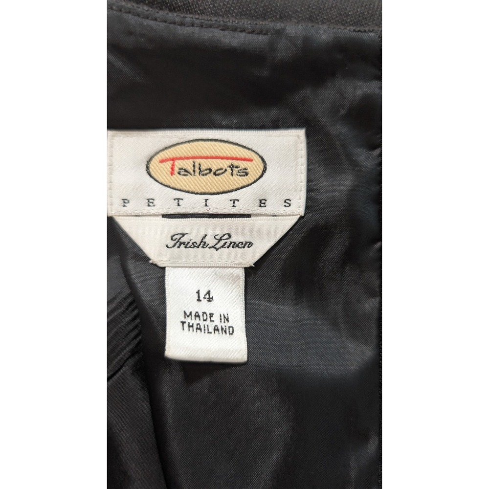 Talbots Petite Size 14 100% Irish Linen Black Fully Lined Dress 39" Midi Length - Picture 3 of 10